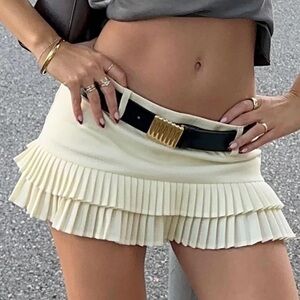 LIONESS Princess Polly DEEI DOUBLE RUFFLE MINI SKORT SOFT LEMON size XS/2